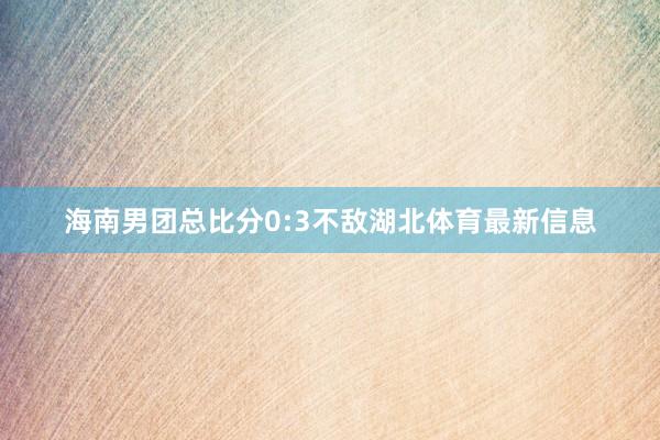 海南男团总比分0:3不敌湖北体育最新信息