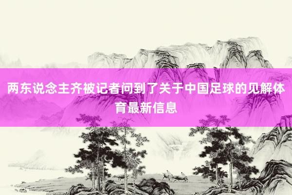 两东说念主齐被记者问到了关于中国足球的见解体育最新信息
