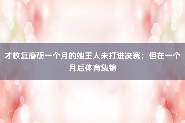 才收复磨砺一个月的她王人未打进决赛；但在一个月后体育集锦