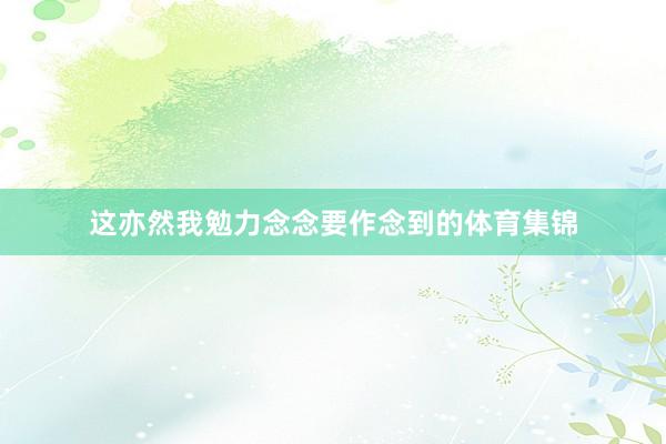 这亦然我勉力念念要作念到的体育集锦